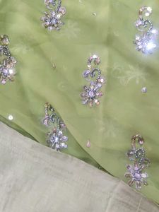 Embellished Georgette shiffon Saree with blouse 💚