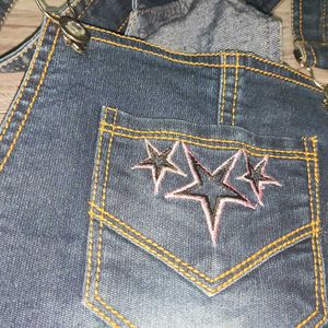 y2k star denim overalls