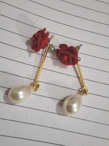 Rose Pearl Drop Earrings