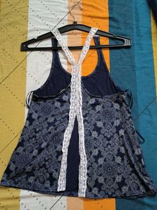 Printed Tank Top with Lace Detail