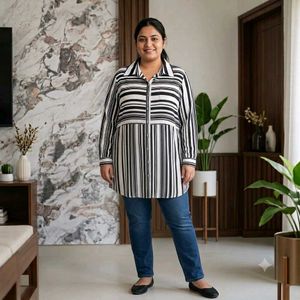 Chic Striped 🅰️Long Sleeve Tunic Top