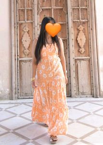 Beautiful Orange Floral Maxi Dress