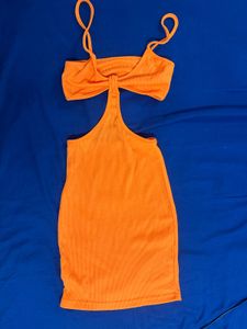 Orange Cutout Mini Dress