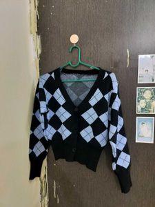 Argyle Knit Cardigan