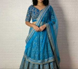 Designer Blue Lehenga Choli with Dupatta