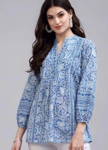 Blue Floral Print Kurta