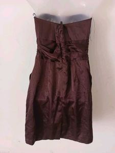 Elegant Strapless Brown Dress