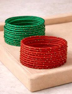 ♥️💚Silk Thread Bangles - Red & Green