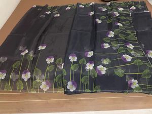Organza Black Floral Saree