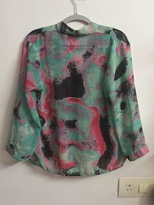 Abstract Print V-Neck Blouse