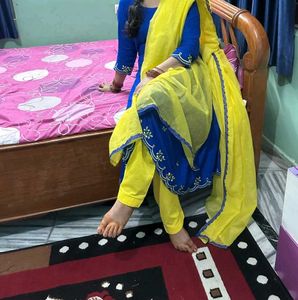 Blue &amp; Yellow Kurta Set with Dupatta