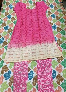 New Vibrant Pink Kurta Set with Dupatta