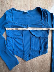 Blue Corset Long Sleeve Top