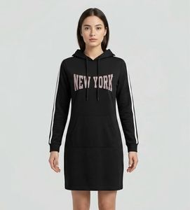 Black "New York" Hoodie Dress