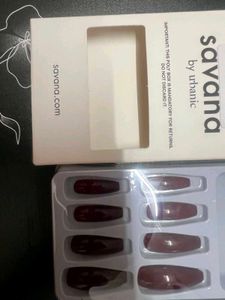 Savana Burgundy Coffin Press-On Nails set of 10