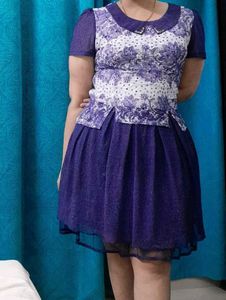 Elegant Purple Floral Print Dress