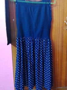 Chic Blue & White Polka Dot Dress