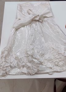 White tube ruffle detail Dress