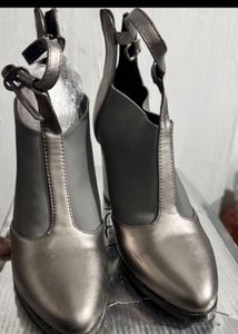 Metallic Ankle Strap Heels
