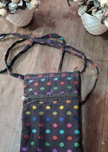 Cute Polka Dot Sling Bag with 3 multiple ipsZipper