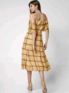 Vero Moda Women Checked Yellow &amp; Green Dress (S)