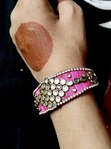 Stunning Pink Kundan Bangle bracelet