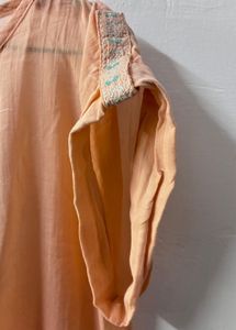 Peach Embroidered Short Sleeve Top