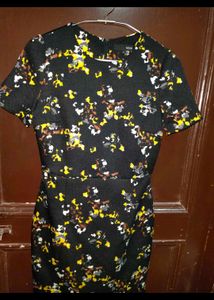 Imported Women Korean Black  Thick Floral Dress