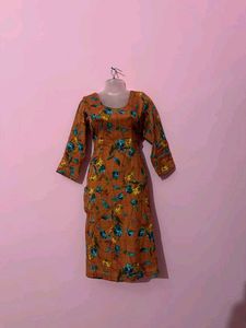 Stylish Orange Floral Kurta Set with Dupatta