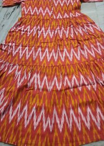 Frills Ikat Tiered Maxi Dress