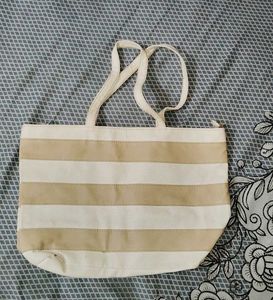 Striped Canvas Tote Bag