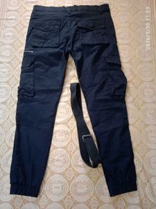 Men's Black Cargo Jogger Pants with Belt