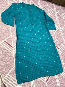 Teal Kurta with Geometric Print