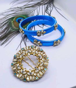 Elegant silk thread bangles with upin combo set