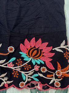 girl ethnic Black Embroidered co-ord  Set