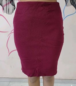 Burgundy Straight strachable Skirt
