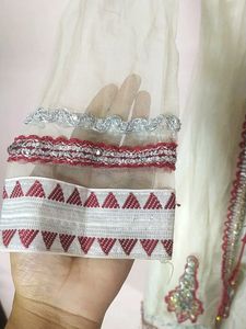 Very Beautiful Wedding Wear Red And White Maxi