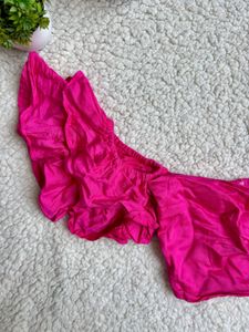 Hot Pink Off-Shoulder Bikini Top