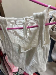 White Cable Knit Sweater Vest