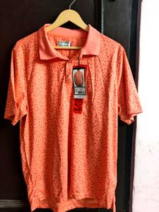 Orange Printed Polo Shirt