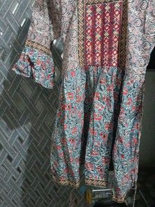 beautiful jaipuri print cotton short anarkali kurt