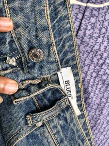 Blue Washed-6 pocket cargo jeans