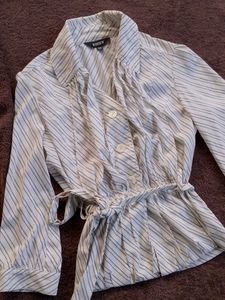 Chic Striped Wrap Blouse