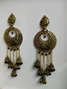 Ethnic Oxidized long Jhumka Earrings