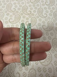 Mint Green Crystal Bangles Set