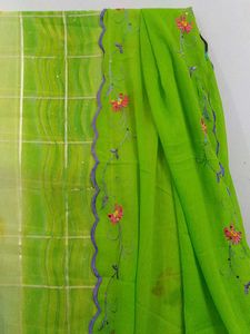 Lush Green Floral Unstitched Suit l Double Shade