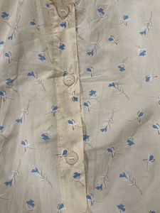 Cream Floral Button-Up Top