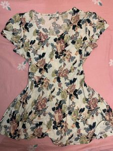 Floral Print Short Sleeve Dress