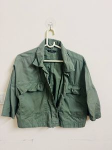 Stylish Khaki Cropped Jacket