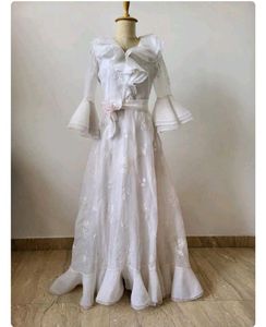 Elegant White Ruffle Maxi Dress
